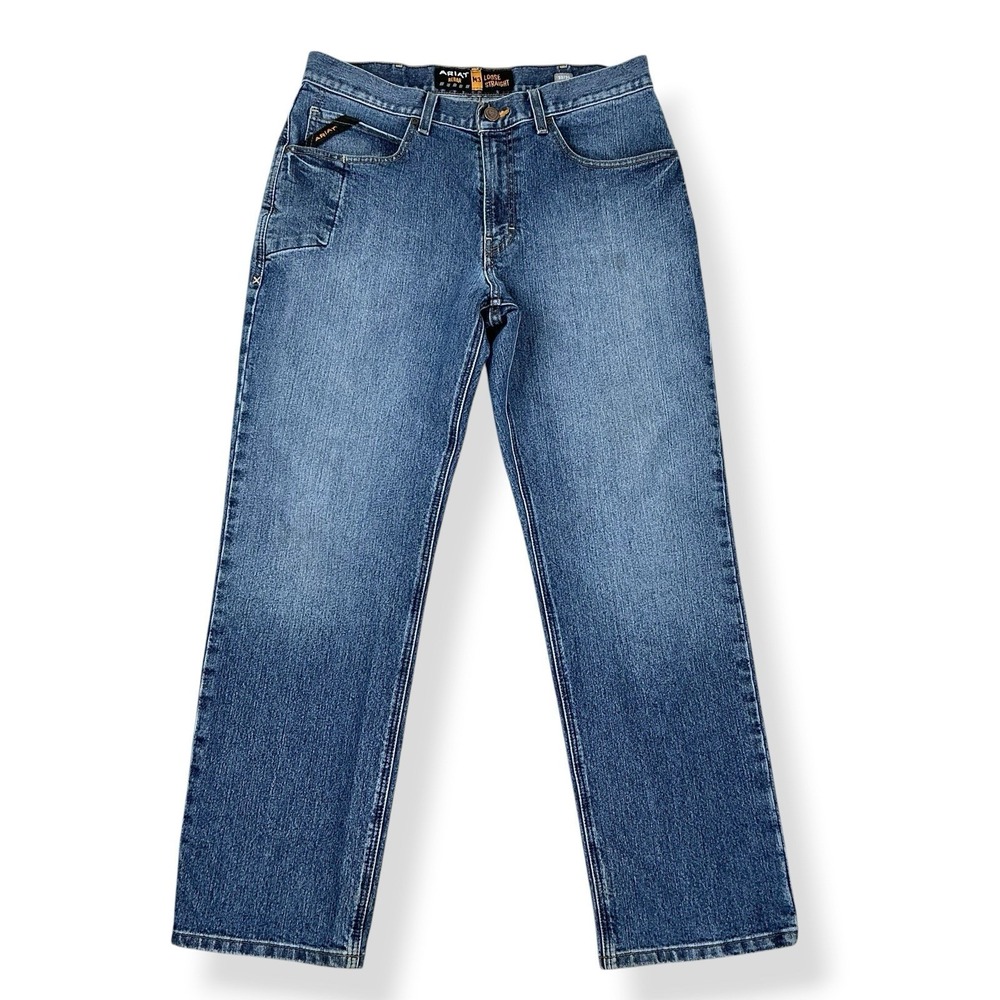 Ariat Jeans Men 32x30 (ACTUAL 32x29) Blue Rebar M3 Loose Blue Straight Workwear